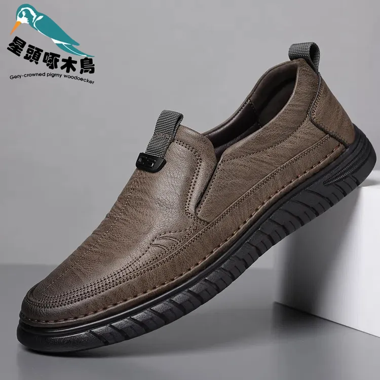 星头啄木鸟男鞋2025春季爆款男士商务时尚休闲皮鞋软底防滑爸爸鞋