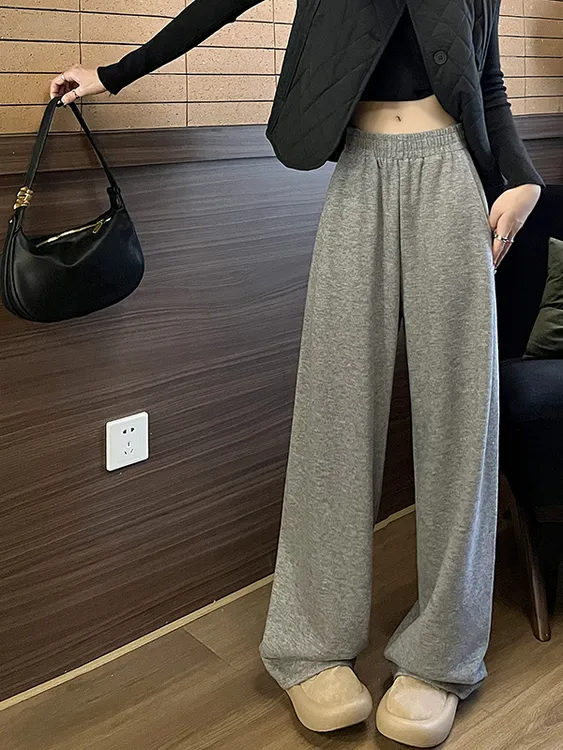 商场同款爆款2025秋冬新款百搭高腰宽松垂感休闲白色直筒阔腿长裤