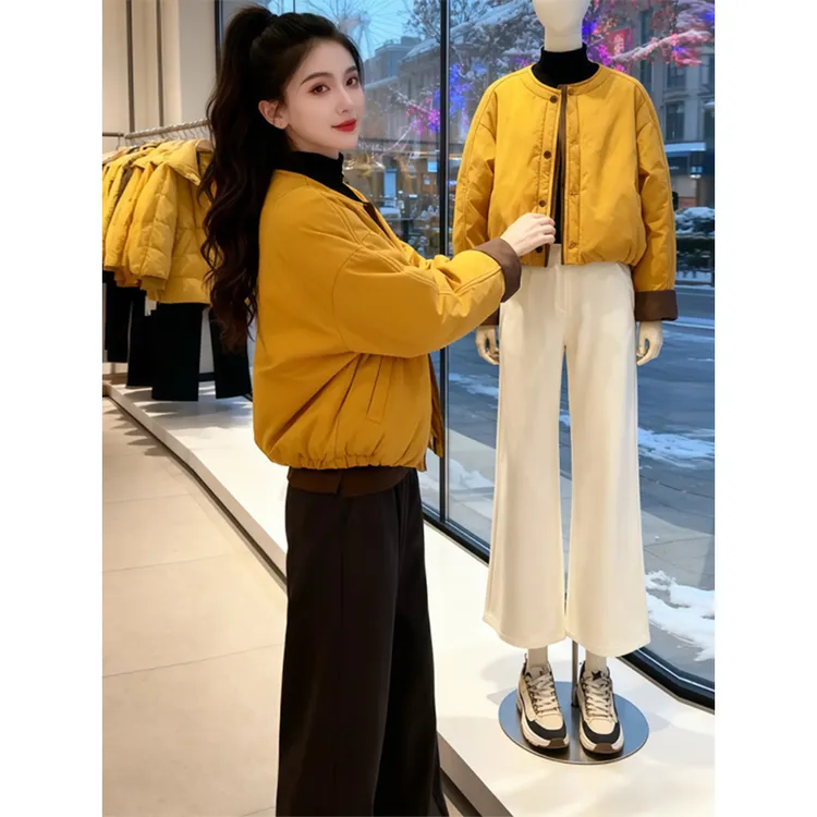 SHALLDOER【温柔可视】 小个子高腰线棉服女秋冬洋气拉长比例棉衣