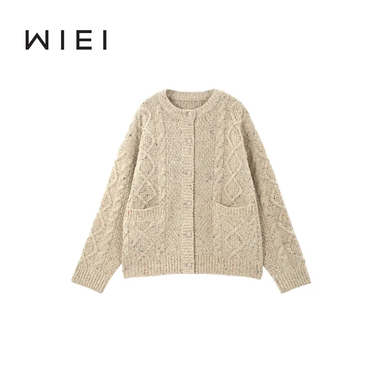 《WI EI》阿兰毛衣*重磅100羊毛*复古扭花针织开衫外套 W25309035