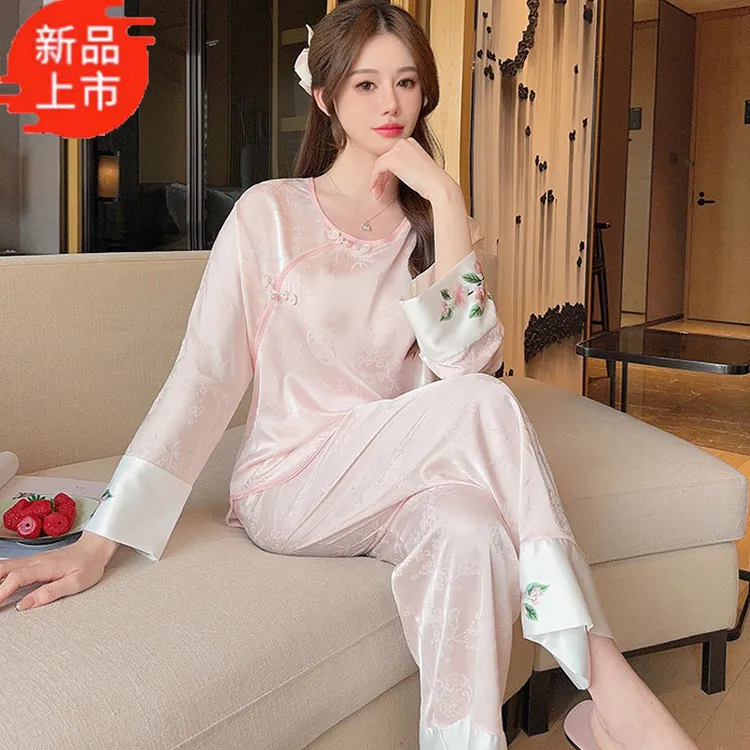 中式国风女装睡衣2025新款高级感真丝绸套装冰丝缎面夏季时尚薄款