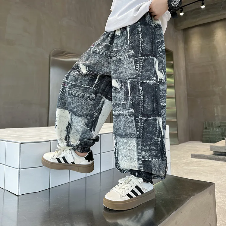 儿童装男童夏装防蚊裤2025新款宽松休闲大童薄款牛仔裤子夏季男孩