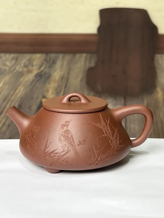 平盖石瓢  全手工制作 四号井底槽青 185 cc 古朴自然   端庄雅致