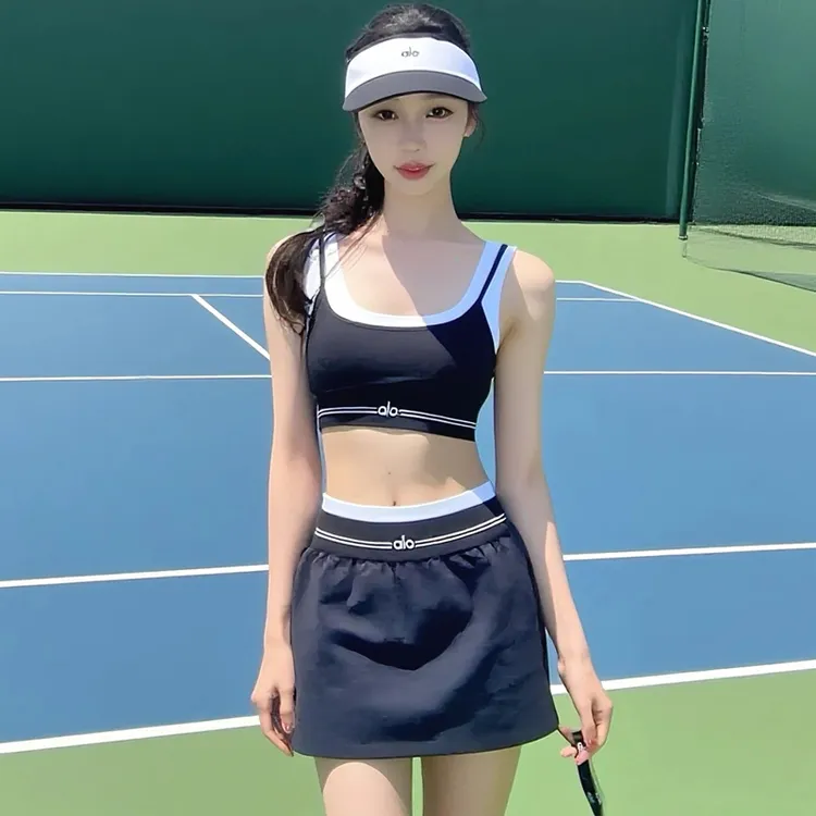 ALOyoga明星同款假两件套装运动内衣透气健身文胸瑜伽背心短裙女