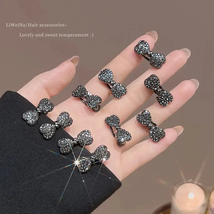 高级感满钻蝴蝶结小发夹女侧边刘海夹气质发卡头饰迷你鸭嘴夹子新商品图