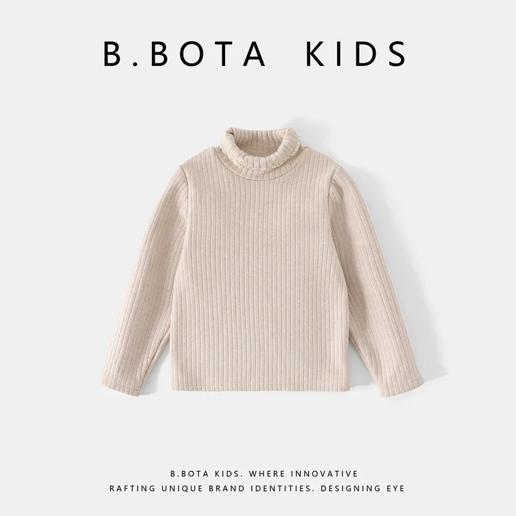 〖姐姐家〗2025冬款儿童蕾丝花边高领加绒打底衬衫-sy3528