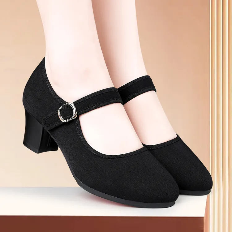 跳舞布鞋黑色软底老北京广场舞民国旗袍工作鞋小黑鞋新款女士女鞋