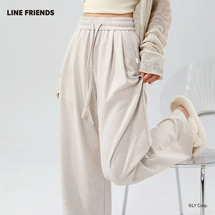  LINEFRIENDS休闲裤女2025新款秋季垂感糯米裤小个子直筒女阔腿裤