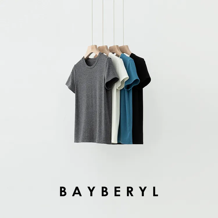 BAYBERYL老贝麻薯T*舒弹修身圆领纯色25春短袖T恤NT4L1948-12/31