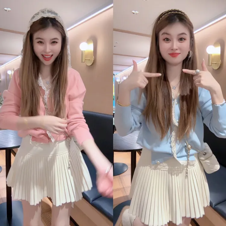 X蕾丝拼帽针织开衫女慵懒毛衣外套宽松高级内搭感小香风法式上衣