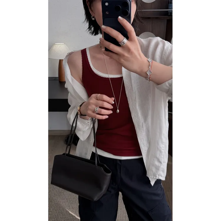 苏安家|“fafa吊带”法式气质感 遮副乳吊带背心(不是假两件是单件)