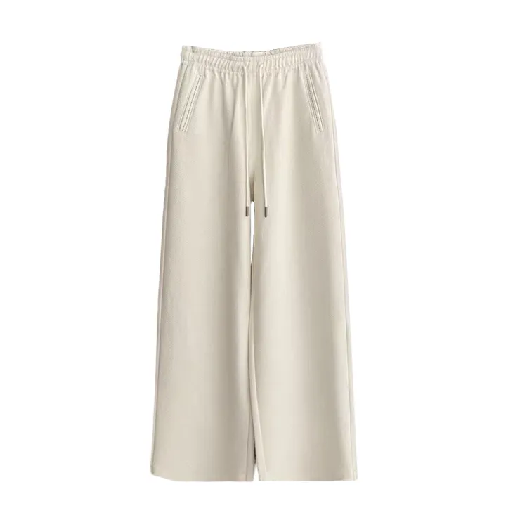 KALUOLAI/卡洛莱纯色宽松松紧腰加厚保暖2025新款秋冬阔腿休闲裤