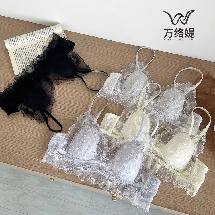 万络媞6225太阳花超薄轻奢蕾丝显小兔耳朵舒适女士内衣文胸