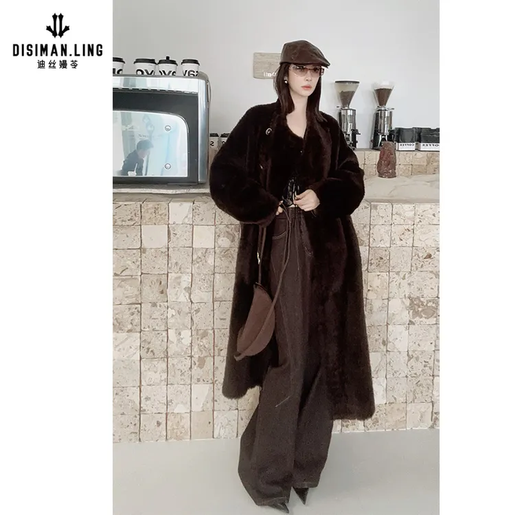 【迪丝嫚苓】100%棉棕色牛仔裤高腰直筒原创风修身小众裤子秋冬款女