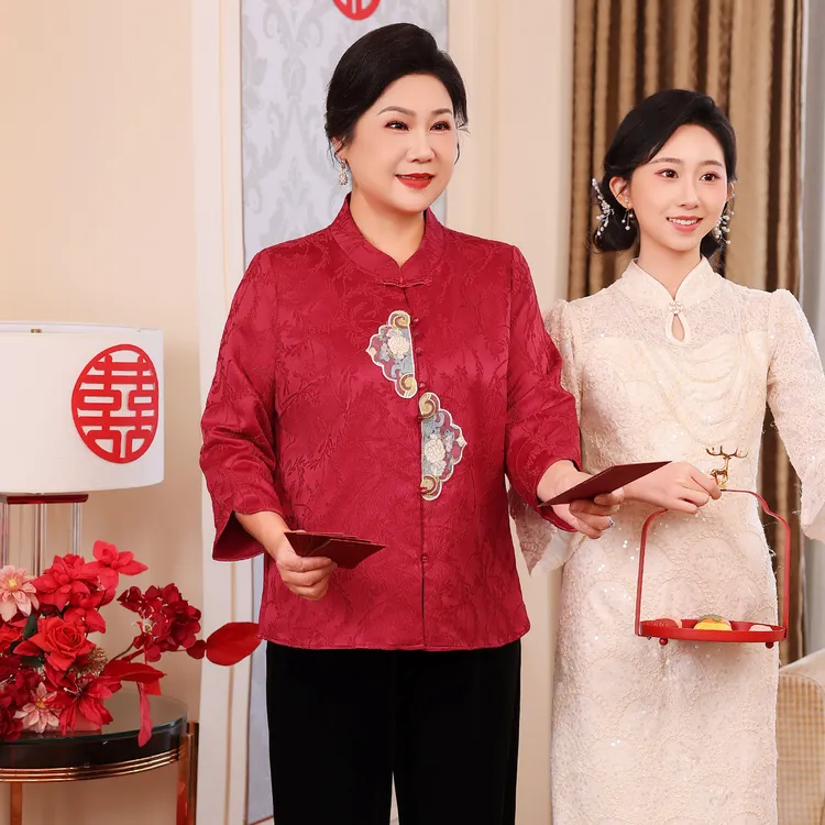 秋冬喜婆婆礼服洋气喜妈妈端庄大气订婚礼服结婚喜服喜庆敬酒服