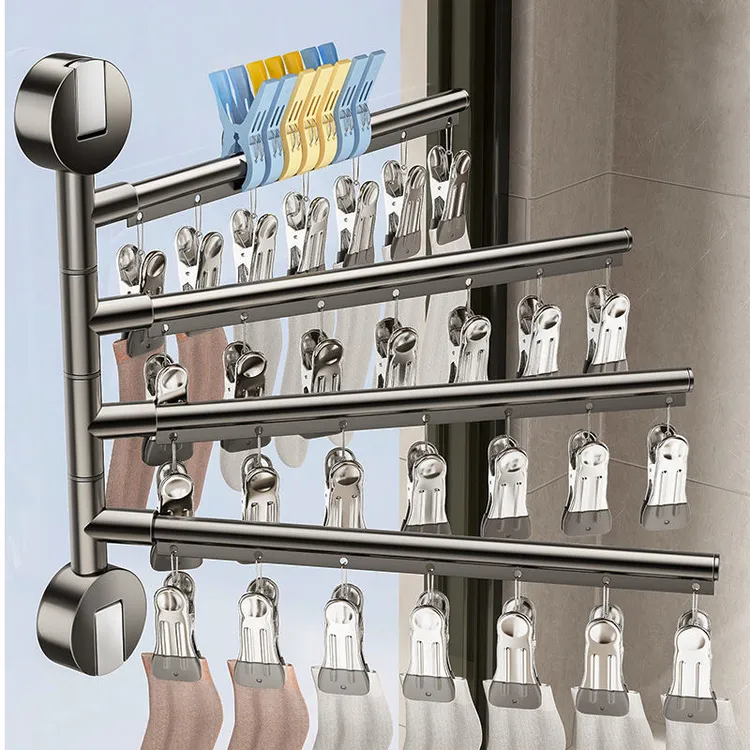 吸盘式袜子晾晒架多功能可旋转阳台家用防风夹子晾晒架晒袜子神器