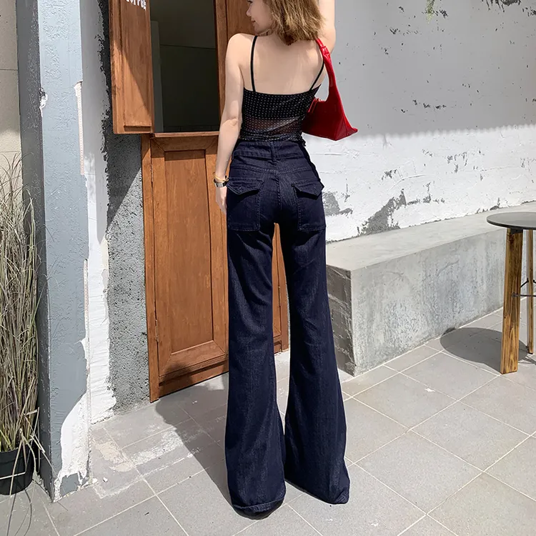 高腰微喇牛仔裤女爆款2025新款设计感美式辣妹宽松显瘦马蹄喇叭裤