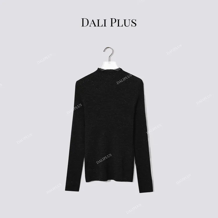 DALI PLUS“100羊毛”气质款细闪繁星百搭基础款打底衫-D5CH5273