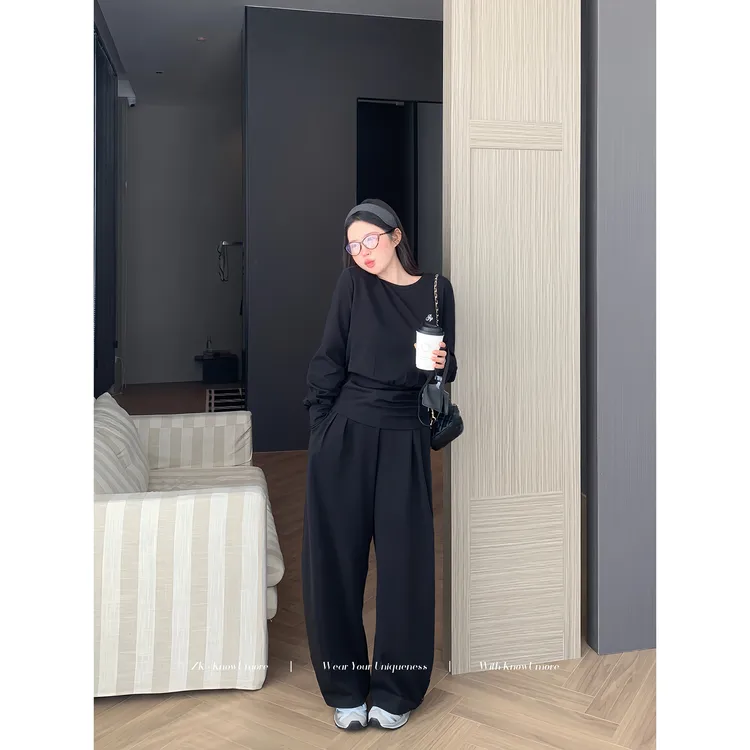 知葵微胖定制【美式周末】早秋韩系遮肉显瘦两件套装12254TZ0069
