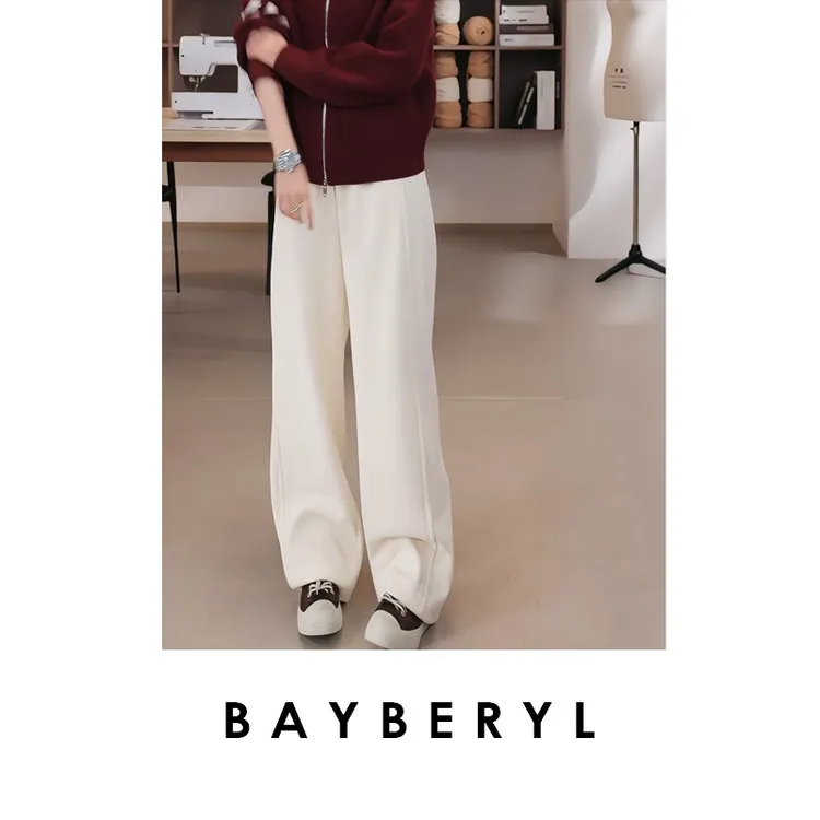BAYBERYL老贝云朵裤*绒感香蕉醋羊毛百搭秋休闲裤9XXK5I2441-9/28