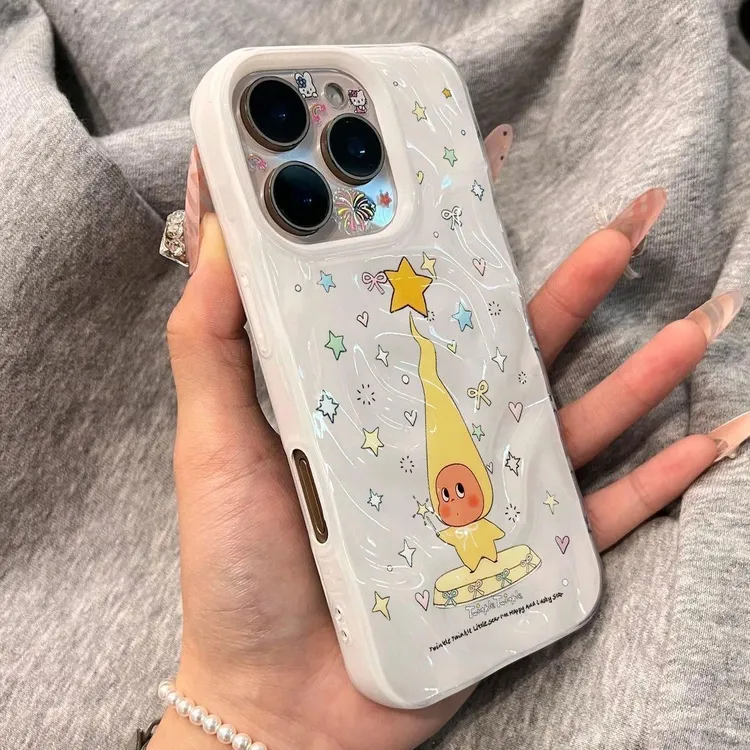 长帽星星人适用苹果16Promax新款手机壳15褶皱纹14卡通1312保护套