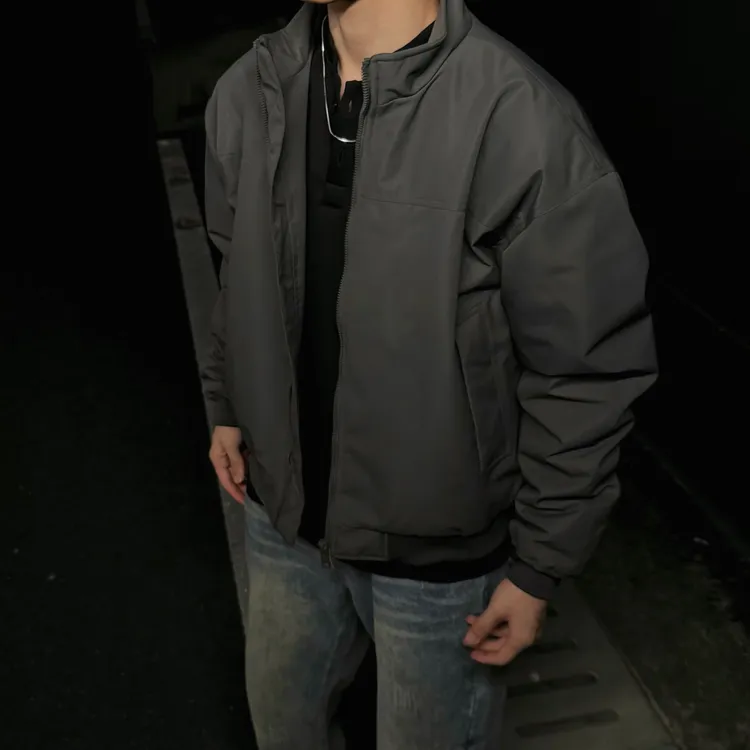 阿叔冬季新款简约纯色潮牌百搭飞行夹克白鸭绒羽绒服022-25598