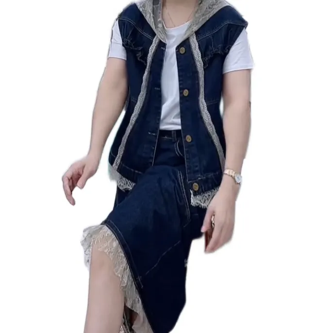 22款秋季蕾丝牛仔套装