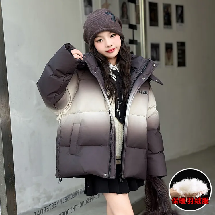 女大童羽绒服冬装2026新款洋气休闲白鸭绒外套宽松秋冬加厚上衣