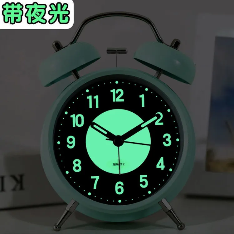 闹钟学生用夜光新款金属打铃超大声可充电床头起床神器老年人使用