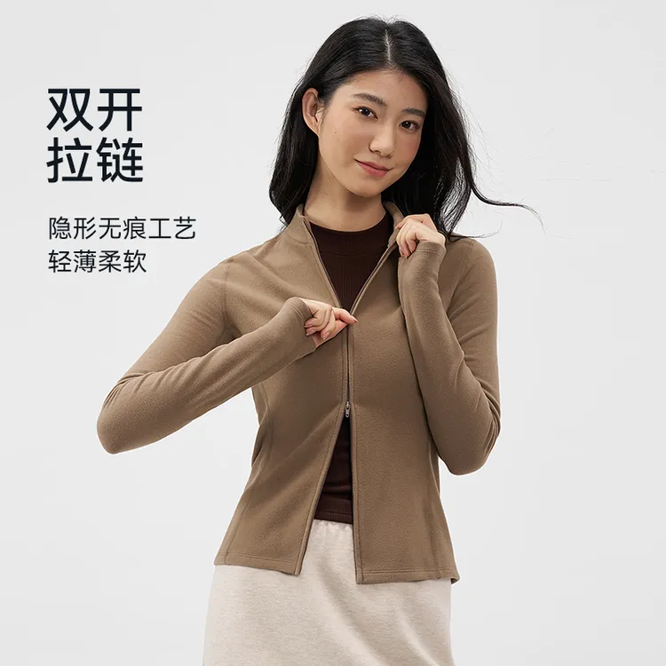 秋冬加绒款修身户外保暖女款运动休闲外套极简透气百搭轻盈7441