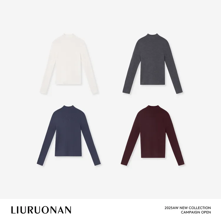 LIURUONAN 25WIN【可机洗羊毛打底】四色半高领长袖修身上衣