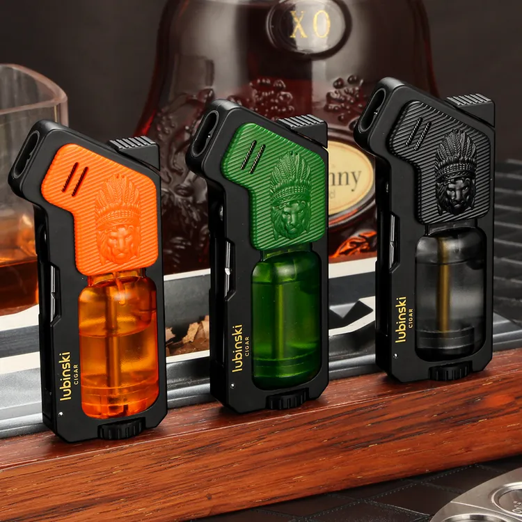 雪茄打火机双火直冲防风火机多功能三合一点火器便携烟具礼盒装