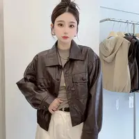 美拉德复古机车荔枝纹皮衣短外套女士春秋高级感休闲百搭皮夹克潮