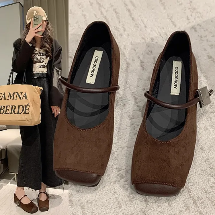 复古绒面玛丽珍单鞋女2025年春秋新款豆豆鞋女鞋秋季新款2025爆款