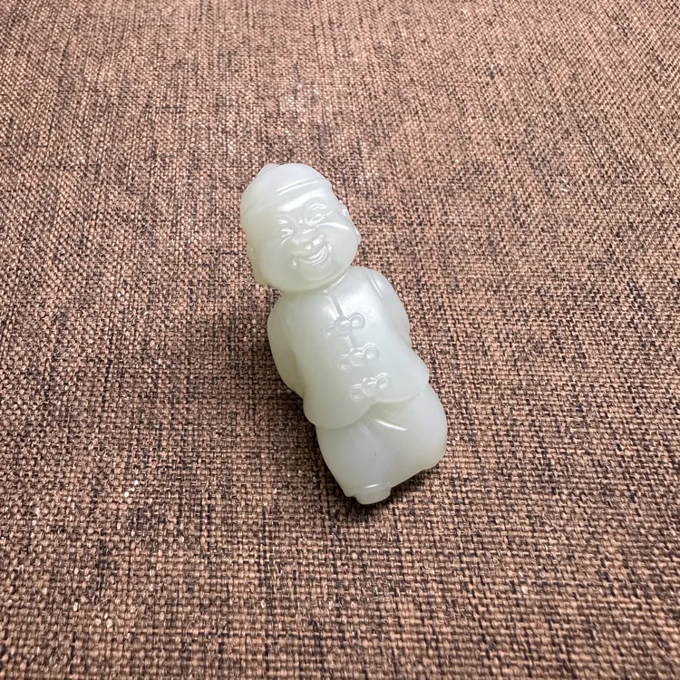 和田玉新疆且末蓝青白山料小财主小地主送财童子挂件吊坠挂坠