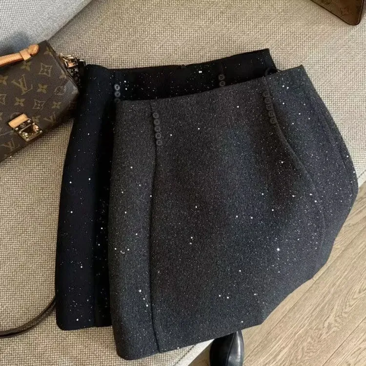 【冬日繁星】韩系高级感精致闪闪A字显瘦包臀半身裙年会小裙子