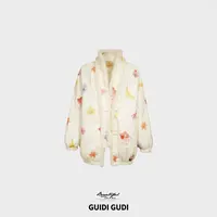 GUIDI GUDI【奇幻世界】奇妙梦幻宽松型皮草外套/黄加蓝 
