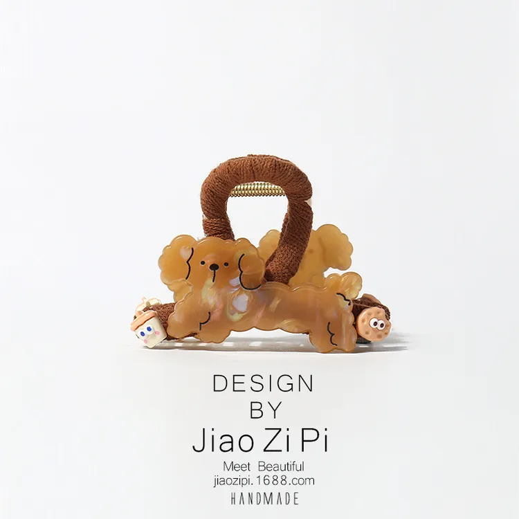 萌趣原创设计小猫小狗抓夹小甜品简约百搭鲨鱼夹中号可爱盘发夹子