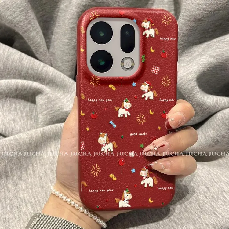 圣诞小马适用oppofindx9pro手机壳高颜值卡通OPPOfindx8s带挂绳x8