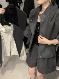 灰灰呀！7723 配披肩 韩系复古设计立领飘带宽松夹克休闲短外套
