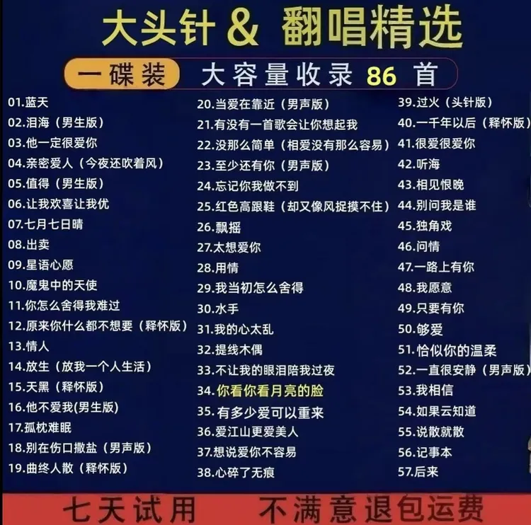 大头针抖音翻唱经典歌曲车载cd无损高音质黑胶音u乐盘火爆歌曲