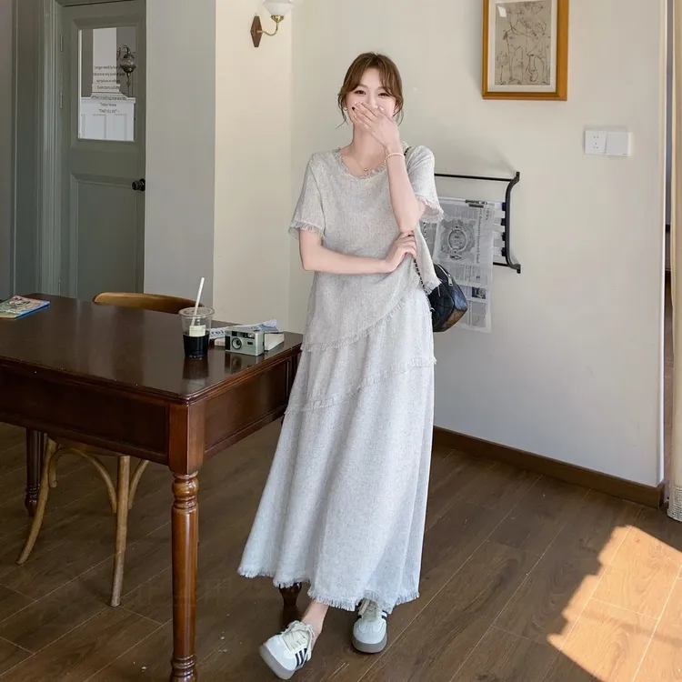 2525夏季减龄穿搭绝美大方得体多巴胺流苏短袖上衣半身裙两件套