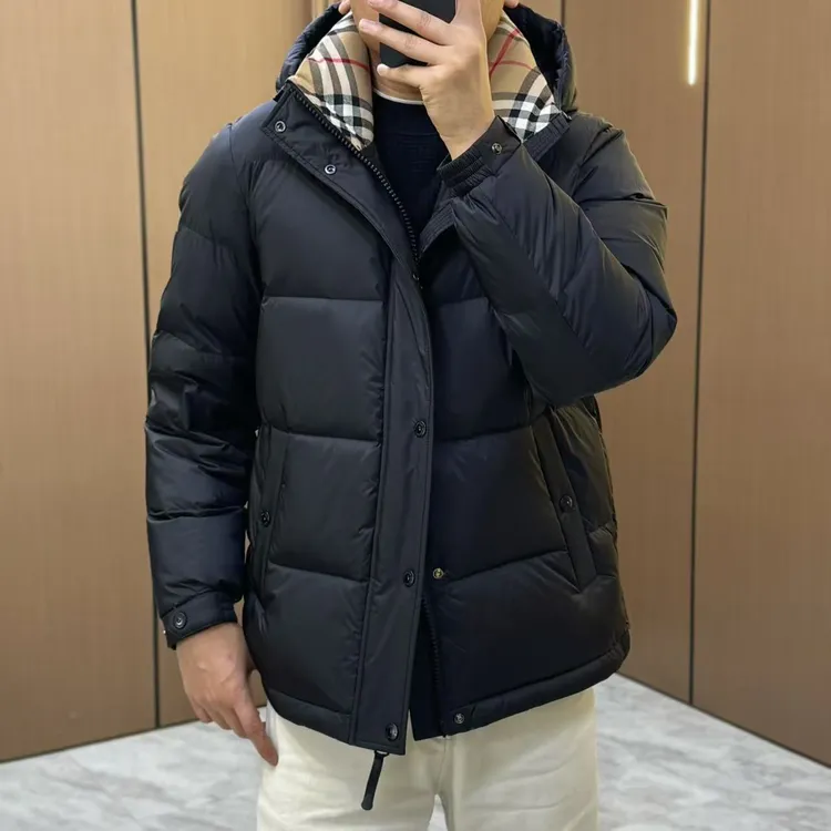 男士新款连帽羽绒服9699H1020黑色净版休闲时尚简约保暖