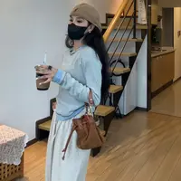 小个子定制假两件条纹正肩长袖t恤初秋设计感打底衫小个子上衣女