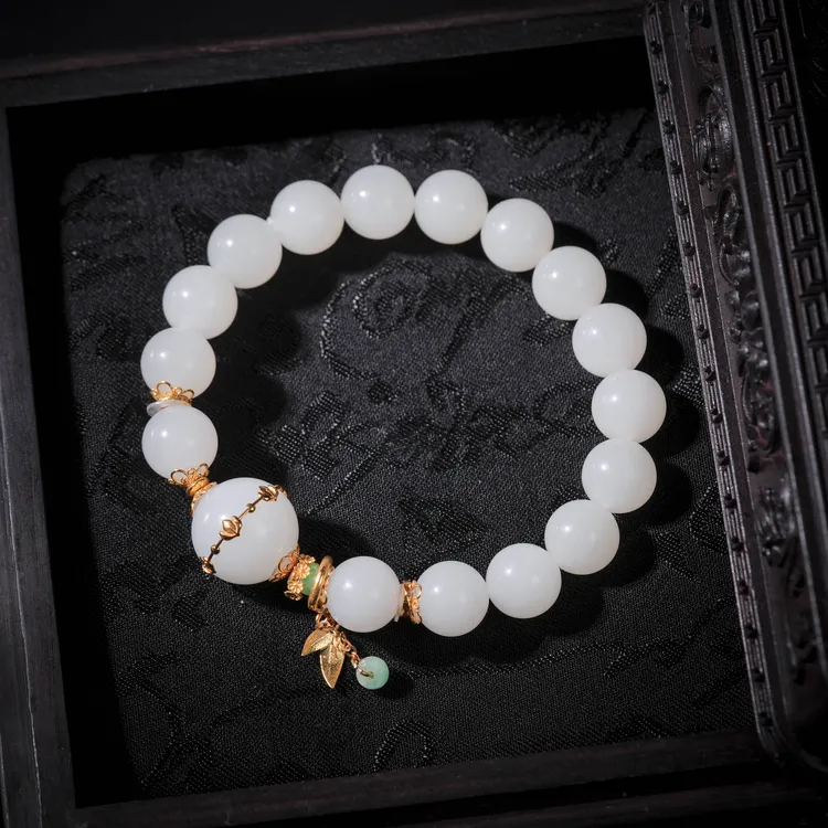 【诗蓉】云知意·高定和田玉新疆老料18K金手串AS1654珠径约10mm