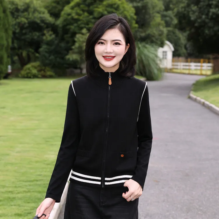 【四平针】枫竺阿楠anan拉链立领羊毛马甲背心女秋出游撞色毛衣开衫