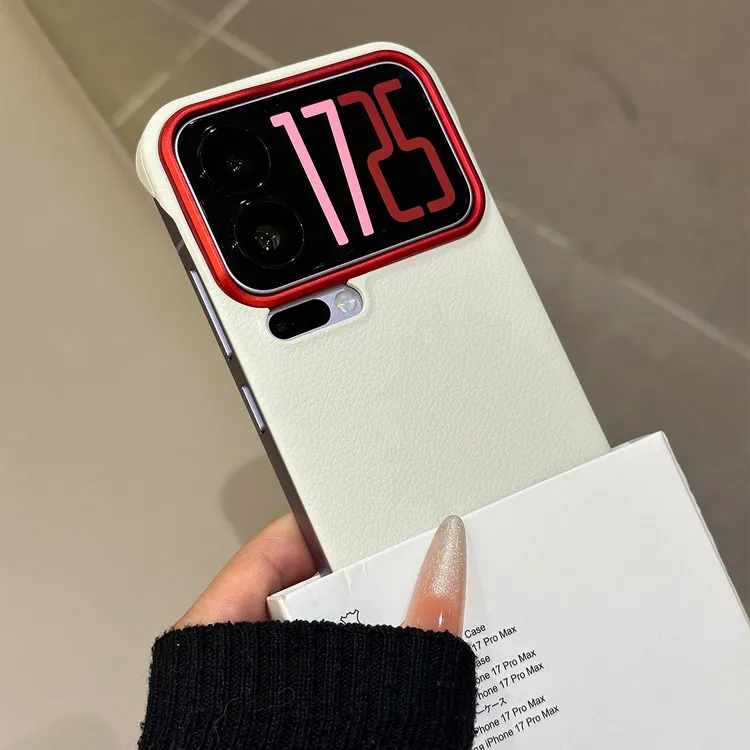 丹红金属圈适用小米17promax手机壳超薄无边框荔枝纹17防摔15硬壳