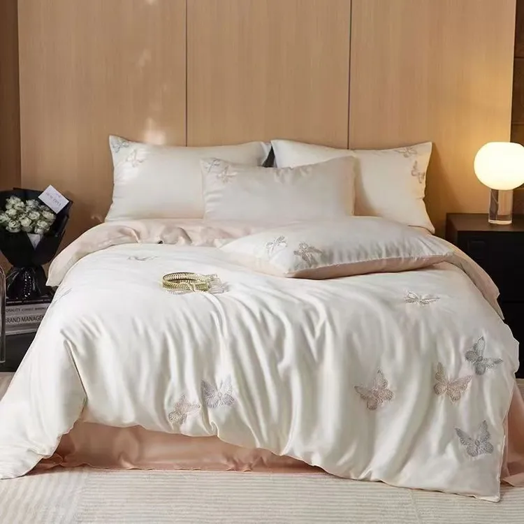 轻奢定制高雅兰精天丝刺绣四件套