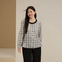 【复古格子织带衬衫】纤莉秀大码女装优雅气质上衣2025秋新款QK3888