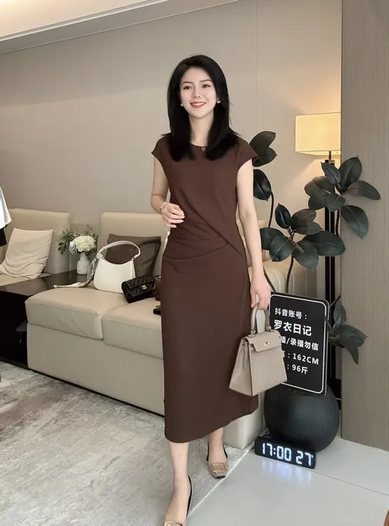 【罗衣日记专属】进口定制夏季通勤法式赫本裙中长连衣裙子 2537